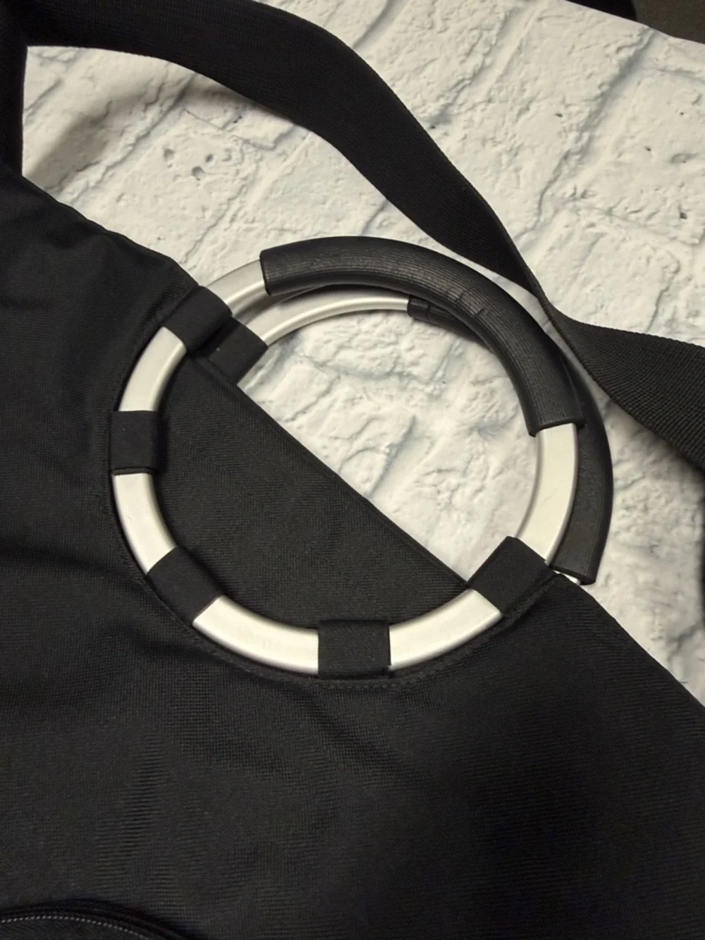 Black Laptop Shoulder Bag with Circular Handle - Picture 3 of 6